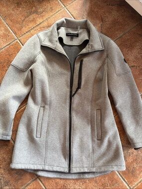 Andrew Marc Gray Zip-Front Pea Coat